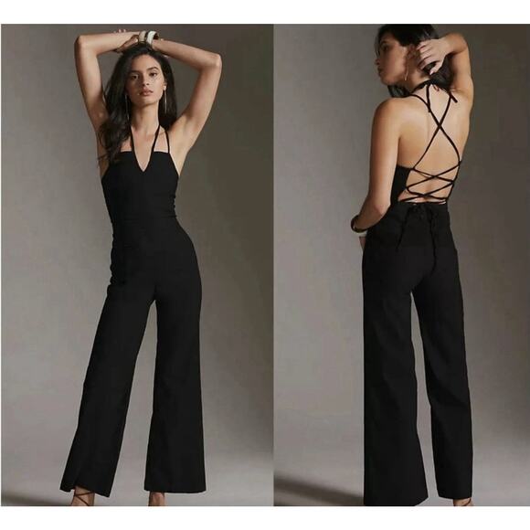 Mauve by Anthropologie The Colette Jumpsuit size 4 Small Pants Black - Picture 1 of 11